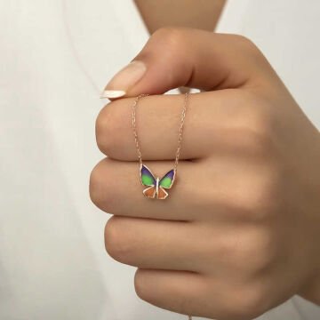 925 Ayar Gümüş Minimal Kelebek Bayan Gümüş Kolye