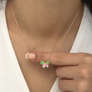 925 Ayar Gümüş Minimal Kelebek Bayan Gümüş Kolye