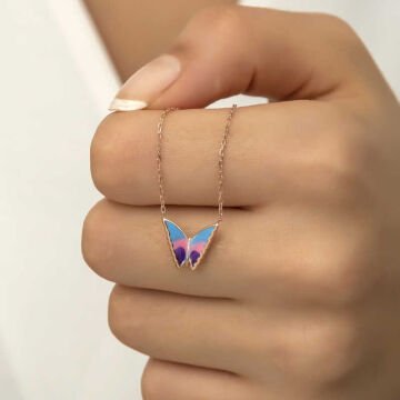 925 Ayar Gümüş Minimal Kelebek Bayan Gümüş Kolye