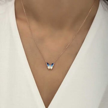 925 Ayar Gümüş Minimal Kelebek Bayan Gümüş Kolye