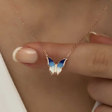 925 Ayar Gümüş Minimal Kelebek Bayan Gümüş Kolye