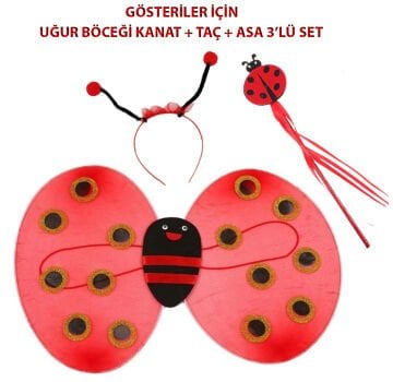 Çocuk Gösteri İçin Uğur Böceği Kanat + Taç + Asa
