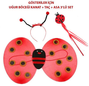 Çocuk Gösteri İçin Uğur Böceği Kanat + Taç + Asa