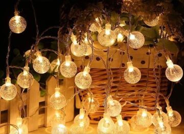 5m 28 Led Kristal Top Gün Işığı Şeffaf Kablo Fişli Eklemeli