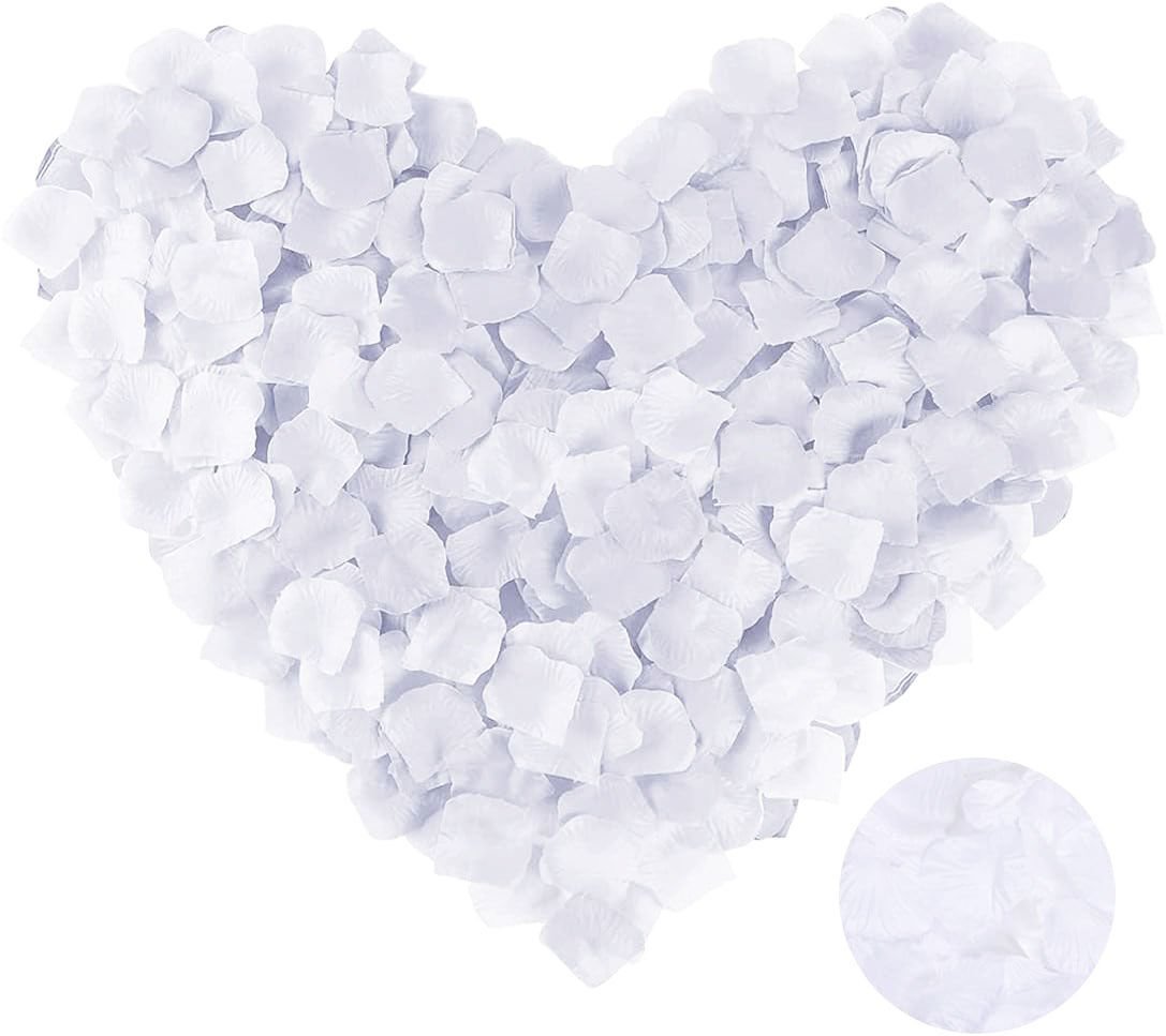 Beyaz Renk Gül Yaprağı Şekilli Konfeti 10 Paket 1000 Adet