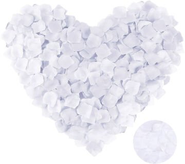 Beyaz Renk Gül Yaprağı Şekilli Konfeti 10 Paket 1000 Adet