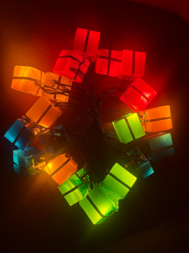 4 Metre 20 Led Pilli 2 Kademeli Hediye Kutusu Yılbaşı Ağacı Süsü Led Işık