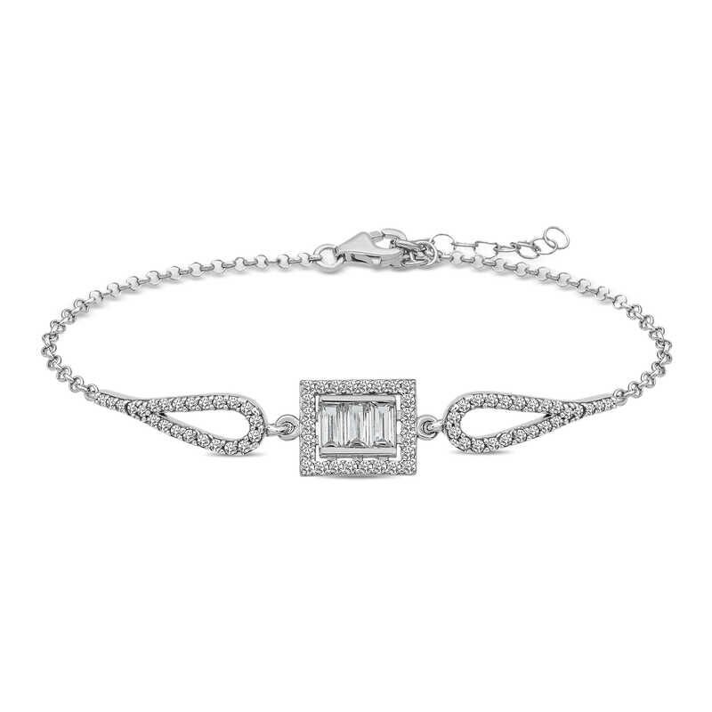 925 Ayar Gümüş Baget Taşlı Bileklik