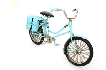 Dekoratif Metal Bisiklet Çantalı Vintage Biblo Ofis Ev Hediyelik