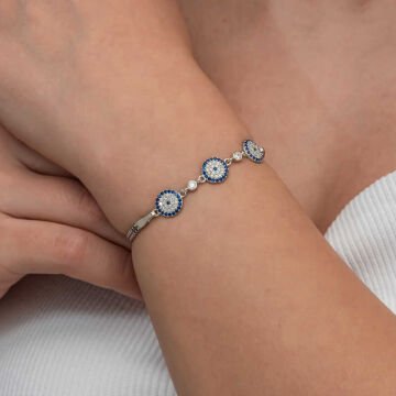 Gümüş Üçlü Nazar Kadın Bileklik