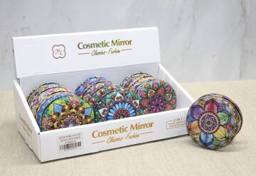 Taşlı Yuvarlak El Aynası Kalın