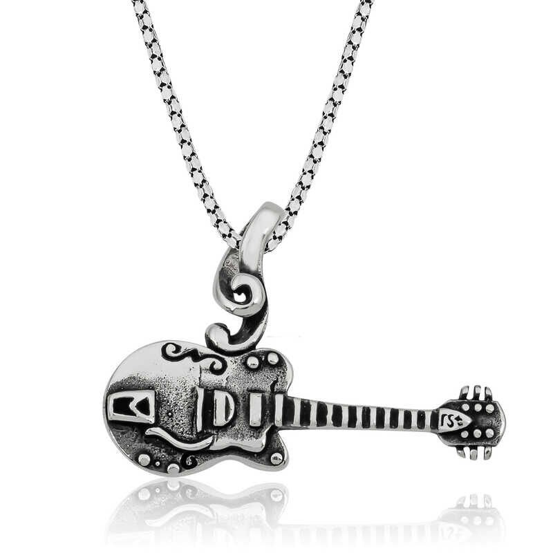 ​925 Ayar Gümüş Gitar Gümüş Kolye