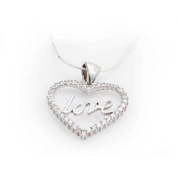 925 Ayar Gümüş Taşlı Love Kadın Gümüş Kolye
