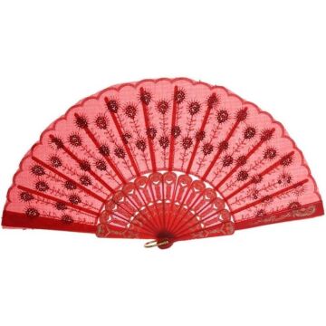 Pullu Yelpaze Kırmızı 12 Adet