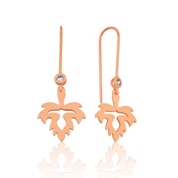 925 Ayar Gümüş Yaprak Sallantılı Küpe