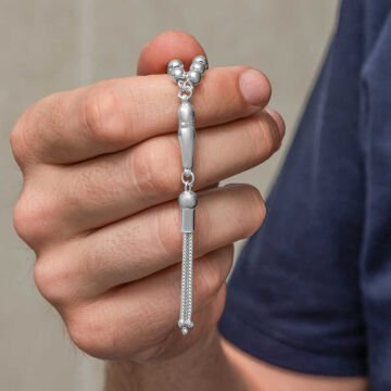 Gümüş Yuvarlak Küçük Boy Erkek Tesbih