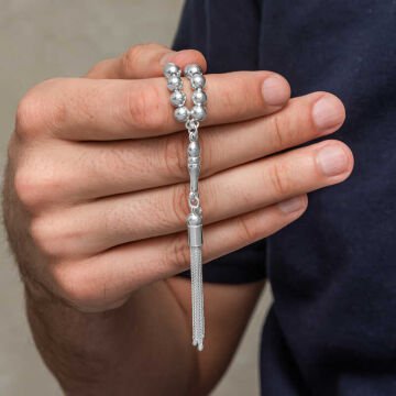 Gümüş Yuvarlak Erkek Tesbih