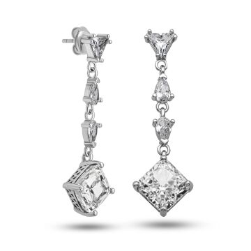 Gümüş Zirkon Taşlı Işıltılı Kadın Küpe