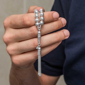 Gümüş Yuvarlak Erkek Tesbih