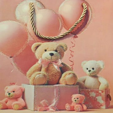 Büyük Boy Sevimli Ayıcıklar Tasarımlı Hediyelik Çanta