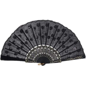 Pullu Yelpaze Siyah 12 Adet