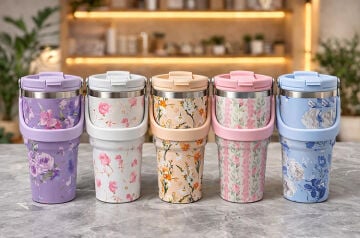 700 Ml Taşıma Kulplu Paslanmaz Çelik Termos Mug - Vakumlu Isı Yalıtımlı Bardak
