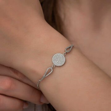 925 Ayar Gümüş Zirkon Taşlı Daire Bileklik