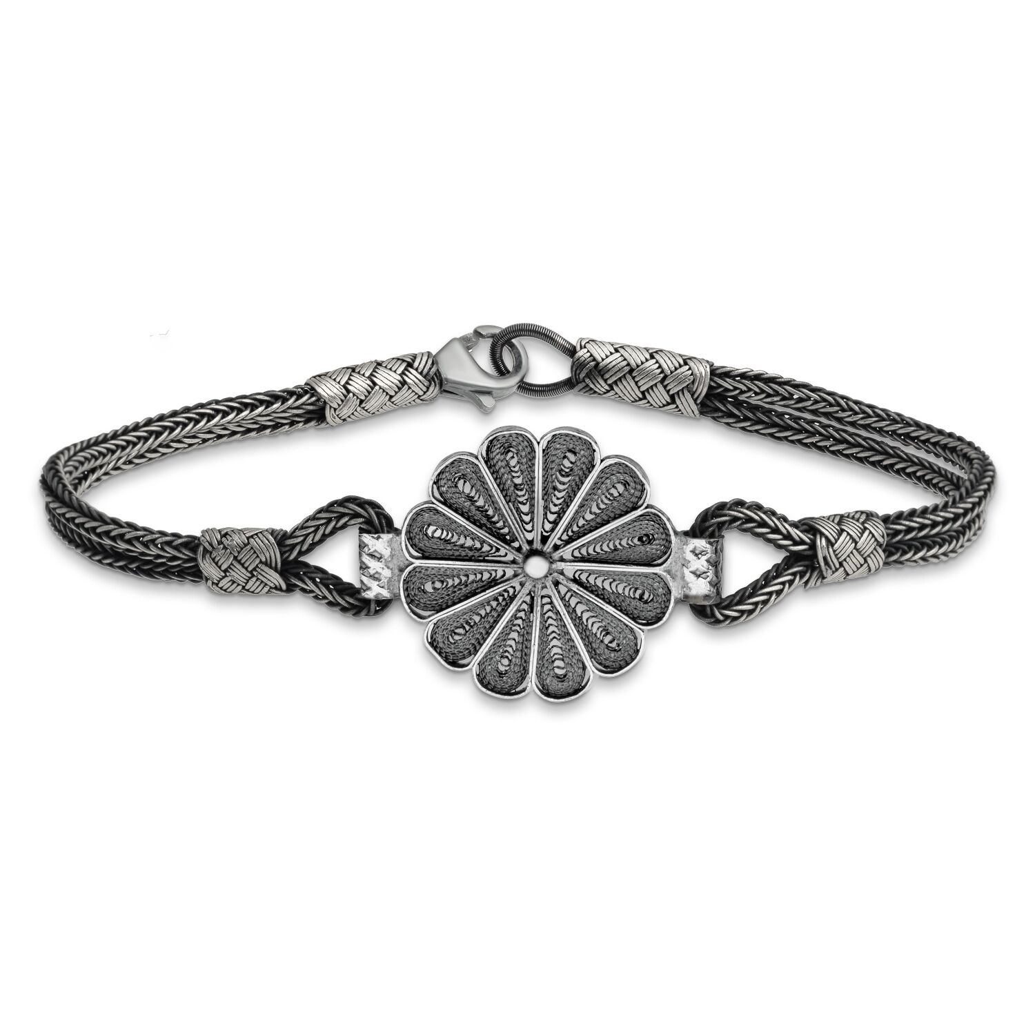 Gümüş Oksitli Papatya Kazaziye Bileklik