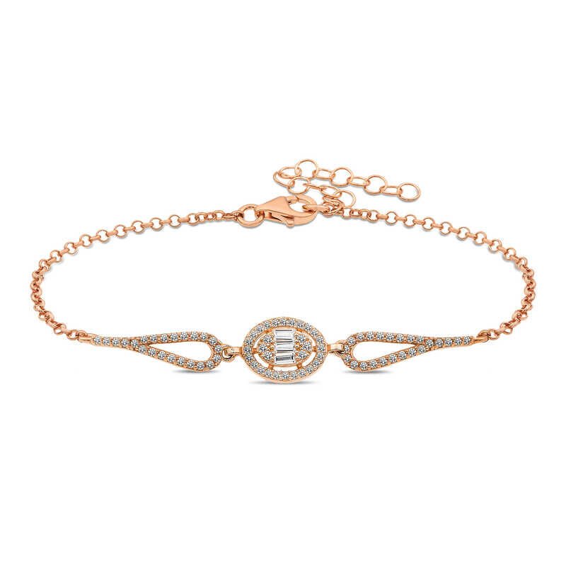 925 Ayar Gümüş Rose Oval Baget Bileklik