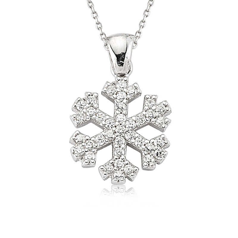 925 Ayar Gümüş Kar Tanesi Kadın Gümüş Kolye