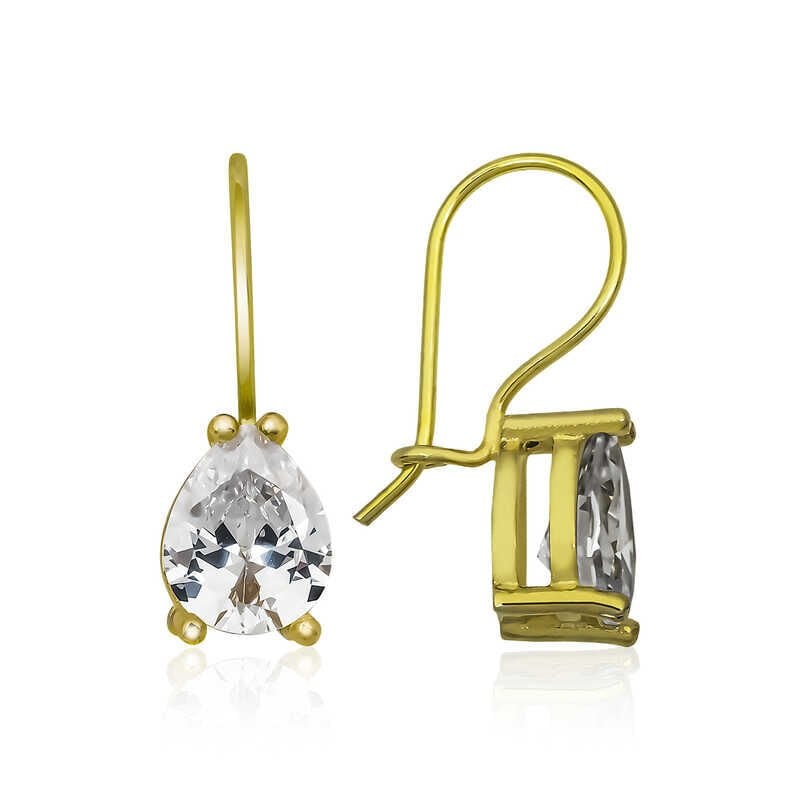 ​925 Ayar Gümüş Gold Sallantılı Damla Küpe