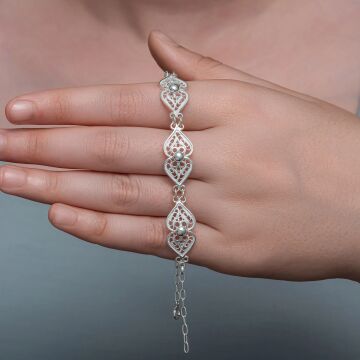 Gümüş Motif Esintisi Telkari Kadın Bileklik