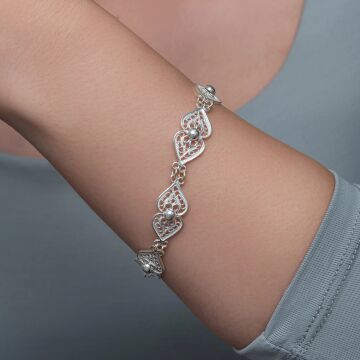 Gümüş Motif Esintisi Telkari Kadın Bileklik