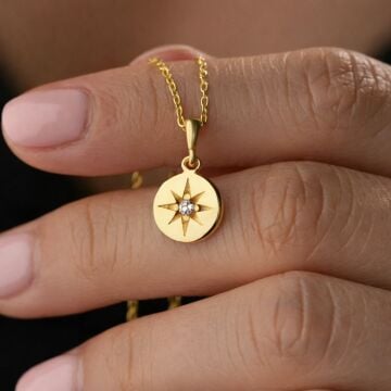 Gümüş Gold Minimal Yıldız Kadın Kolye