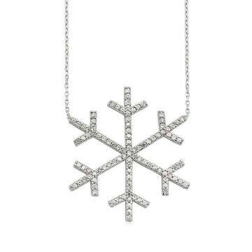 925 Ayar Gümüş Kar Tanesi Kadın Gümüş Kolye