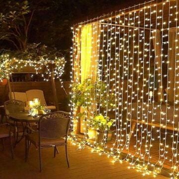 3x3m Perde LED - 8 Fonksiyonlu, Su Geçirmez İç Dış Mekan Teras Dekor Işıkları
