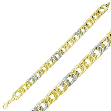 ​925 Ayar Gümüş İki Renkli Zincir Bileklik