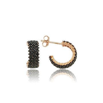 925 Ayar Gümüş Tamtur Siyah Taşlı Küpe