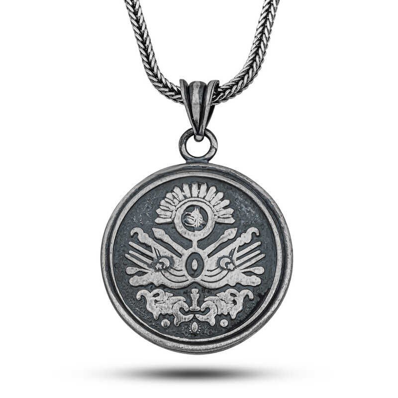 Gümüş Osmanlı Devlet Armalı Cevşen Kolye