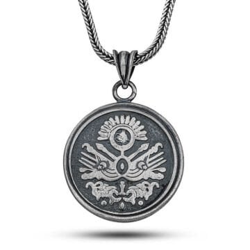 Gümüş Osmanlı Devlet Armalı Cevşen Kolye