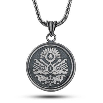 Gümüş Osmanlı Devlet Armalı Cevşen Kolye
