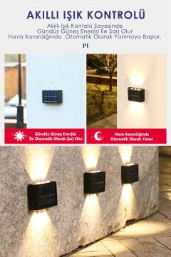 6ledli  Solar Duvar Lambası Aplik Güneş Enerji Gün Işığı 2 Li Set
