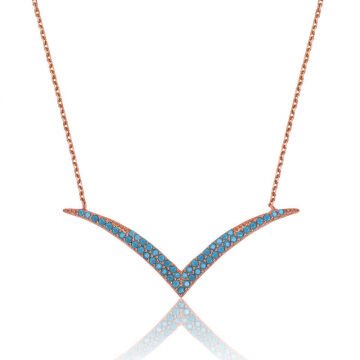 925 Ayar Gümüş Firuze Taşlı Martı Kadın Gümüş Kolye