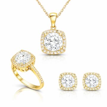 Gümüş Gold Kare Montür Kadın Set