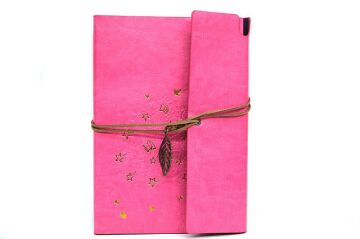 Defter Deri Kaplı Ağaç Baskılı Hediyelik