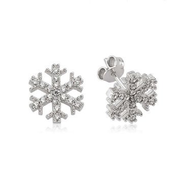 925 Ayar Gümüş Kar Tanesi Çivili Küpe