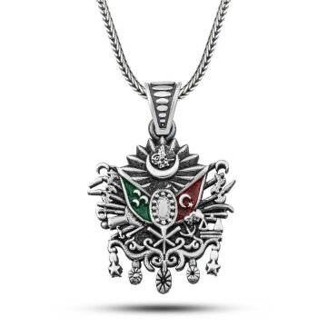 Gümüş Osmanlı Devlet Armalı Erkek Kolye