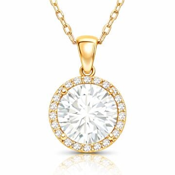 Gümüş Gold Yuvarlak Montür Kadın Kolye