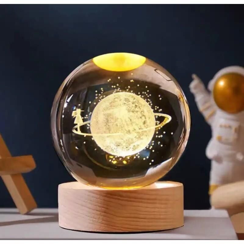 Gezegen Renk Değiştiren Işıklı Cam Küre 8cm