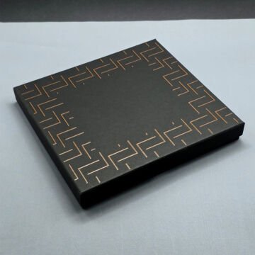 Gold Desen Siyah Deri Defter Kalem Set